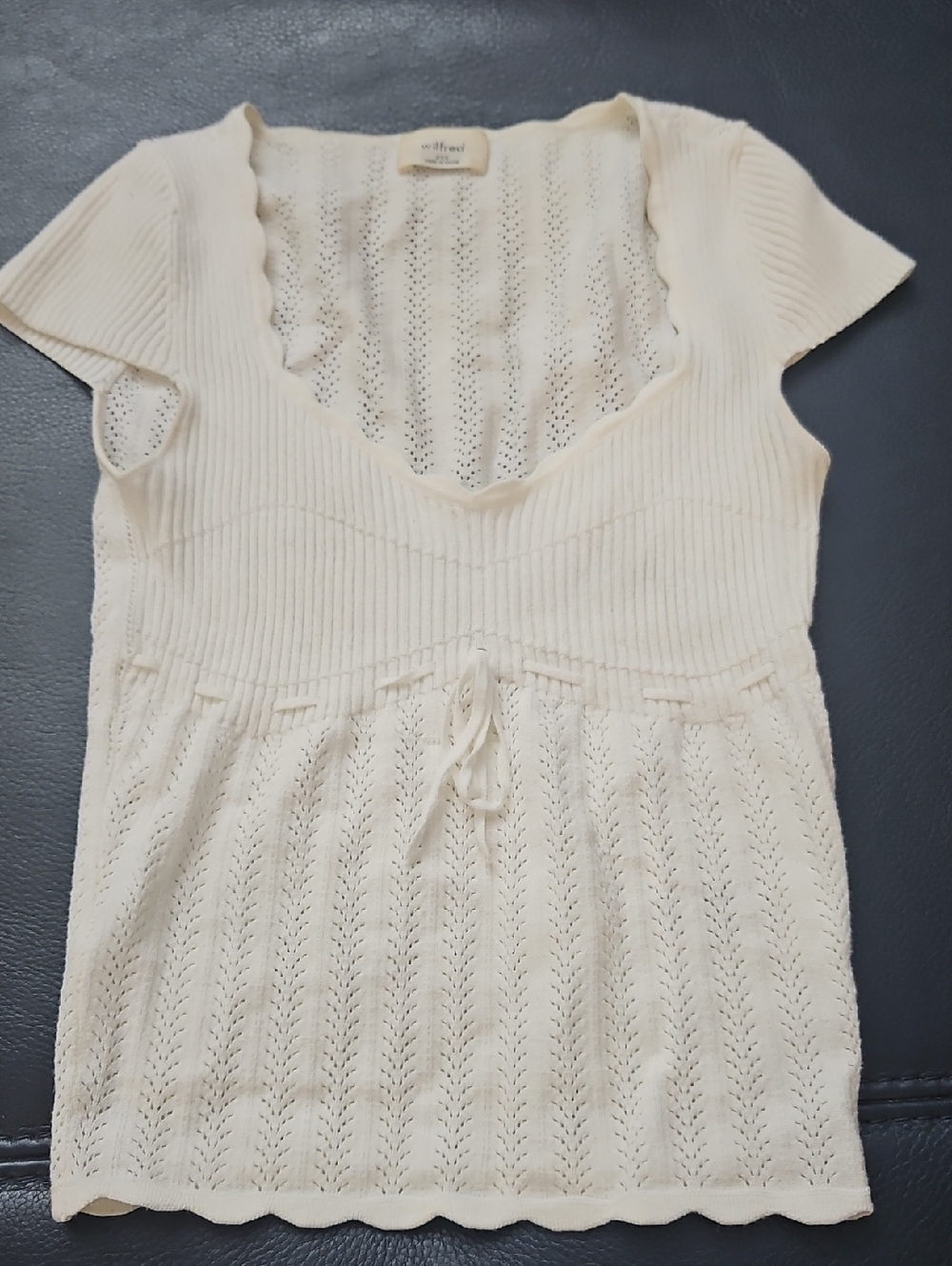 Wilfred Cream Eyelet Scoop Knit Top